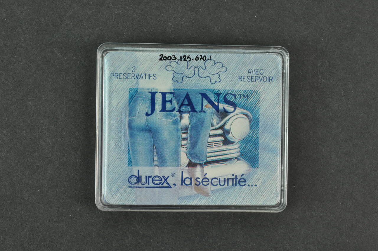 Durex Emballage de préservatif "Jeans. Durex La sécurité" France 1997/7 2003.125.670.1-5 Photo Mucem
