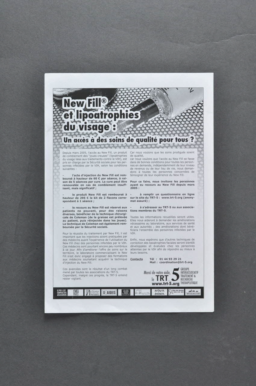 TRT 5 tract "Nex Fill et lipoatrophies du visage : un accès à des soins de qualité pour tous ?" France 2005 2005.197.78 Photo Mucem