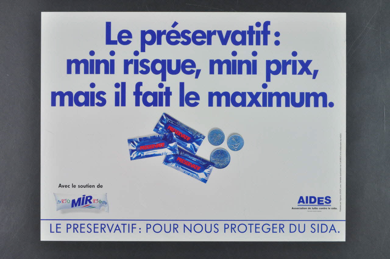 affiche "Le préservatif : mini risque, mini prix, mais il fait le maximum " 2003.125.69 Photo Mucem