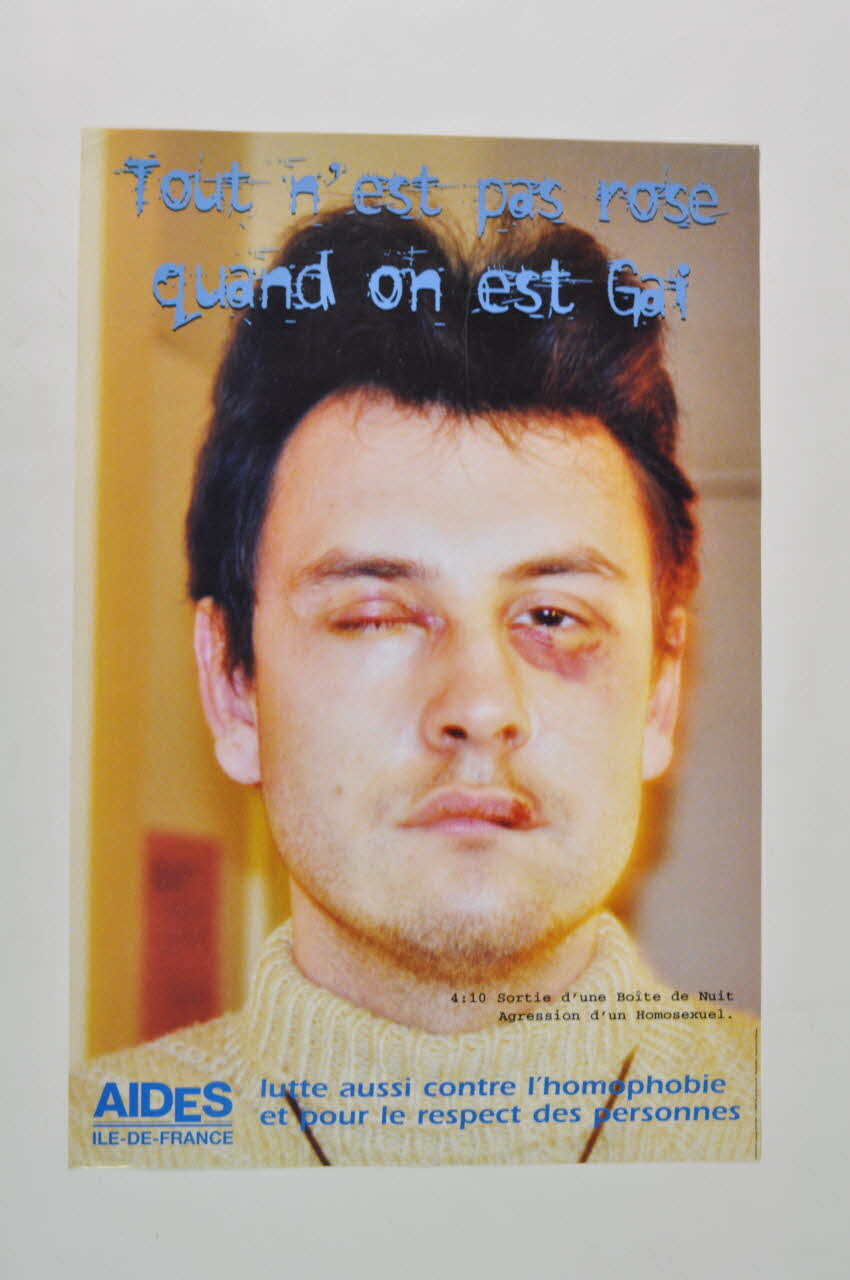Aides Ile De France affiche "Tout n'est pas rose quand on est gai..." / 4 : 10 sortie d'une boite de nuit... France 1998 2003.125.81 Photo Mucem