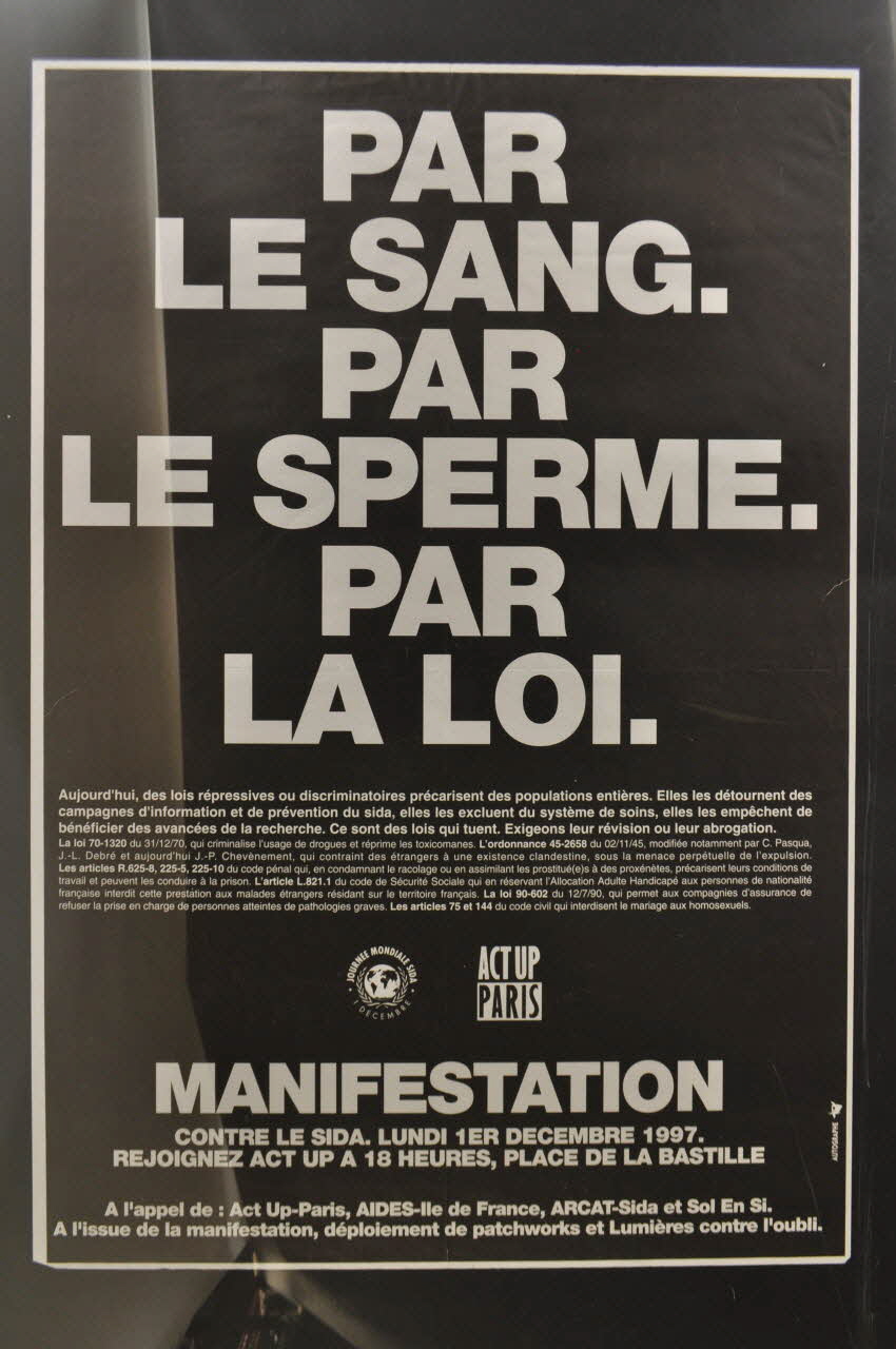 Act Up-Paris affiche "Par le sang, par le sperme, par la loi" France 1997 2003.125.93 Photo Mucem