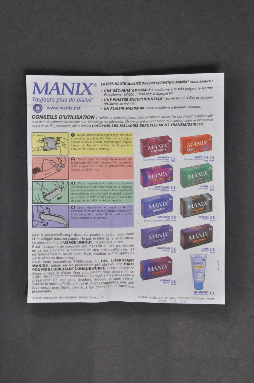 Manix; notice "Manix Infini 002. "(Boite horizontale) France 2004 2004.210.13.3 Photo Mucem