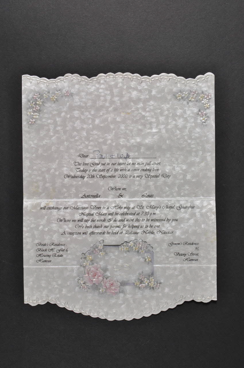 FAIRE-PART DE MARIAGE 2000 2005.229.113 Photo Mucem