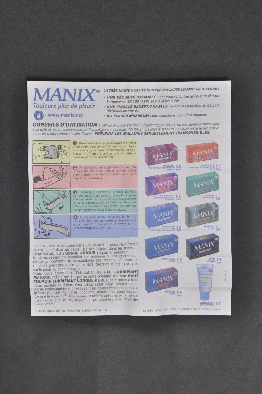 Manix; notice "Manix King Size. "(Boite horizontale) France 2004 2004.210.16.3 Photo Mucem