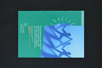 Ministère de l'Emploi et de la Solidarité BROCHURE "Accompagnement des personnes atteintes par l'infection à VIH. Pour une meilleure adhésion aux traitements antirétroviraux" France 1999/4 2003.129.32 Photo Mucem