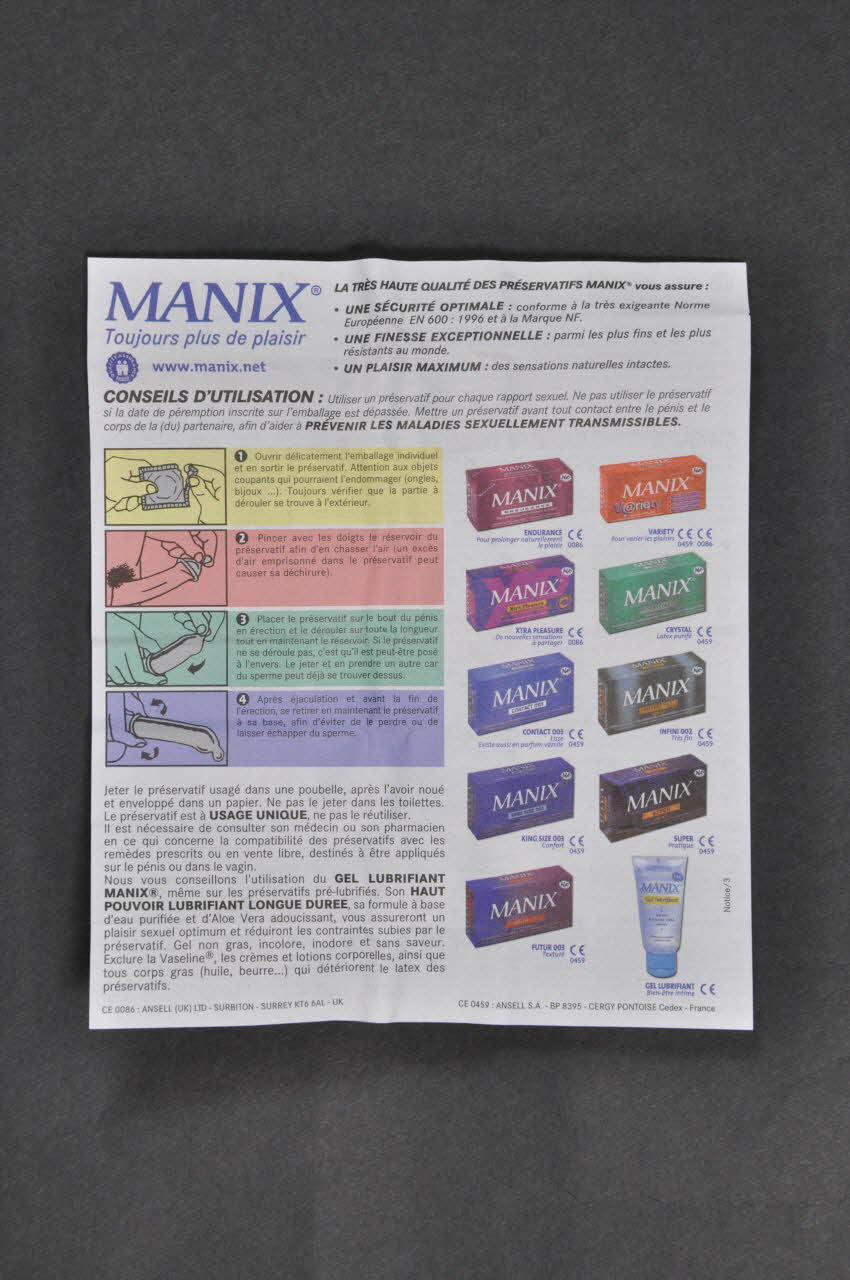 Manix; notice "Manix Intense" (Boite horizontale) France 2004 2004.210.21.3 Photo Mucem
