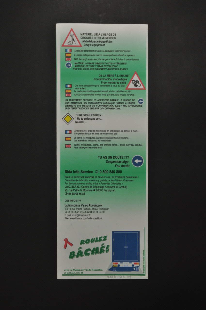 prospectus " Pour une route plus sympa sans sida" 2003.129.49 Photo Mucem