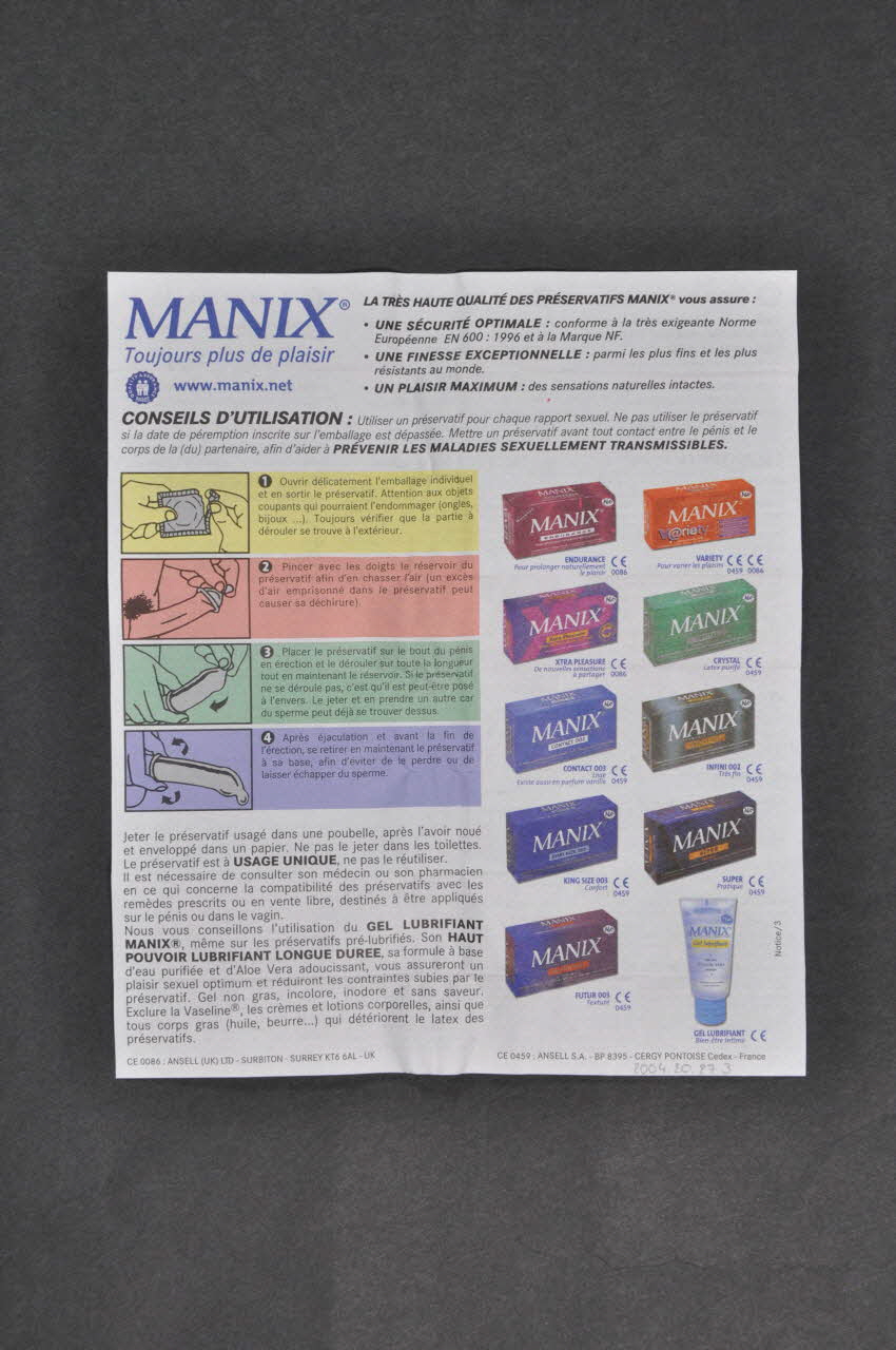 Manix; notice "Manix Crystal" (Boite horizontale) France 2004 2004.210.27.3 Photo Mucem