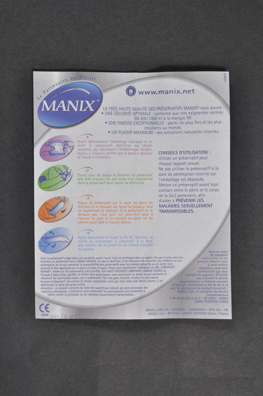 Manix; notice "Manix Crystal"(Boite verticale) France 2004 2004.210.28.3 Photo Mucem