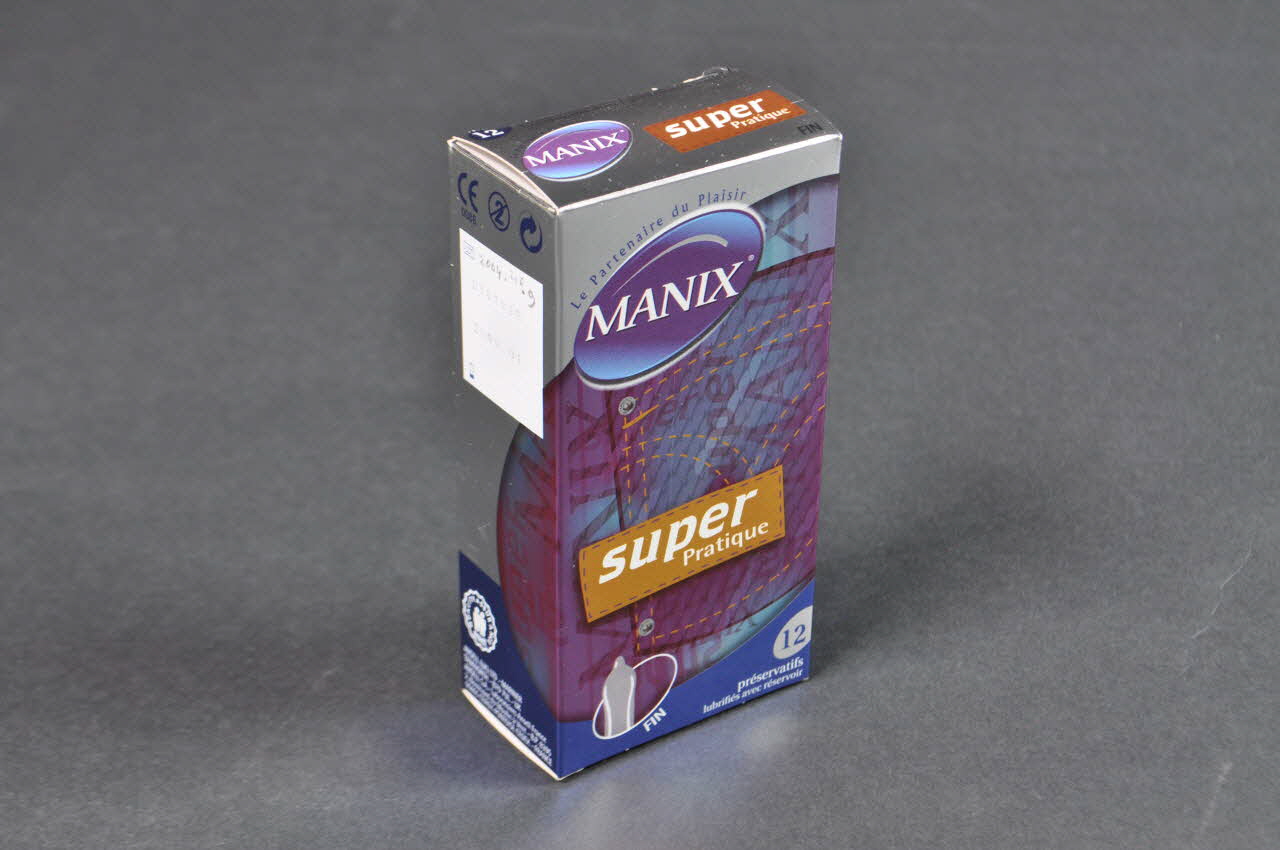 Manix; Etui de préservatif "Manix super pratique" (boite verticale) France 2004 2004.210.9.1 Photo Mucem