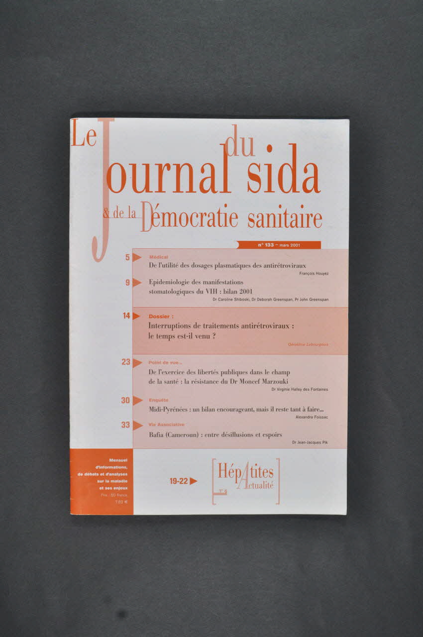 Association pour la Recherche, la Communication et les Actions pour l'Accès aux Traitements (ARCAT) Revue associative "Le journal du sida et de la démocratie sanitaire, n° 133, mars 2001 France 2001/3 2003.130.17 Photo Mucem