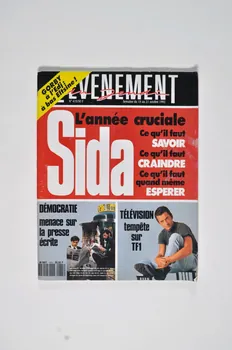 L'evènement revue L'Evenement, 1992, n° 415 : "Sida. L'année cruciale. ce qu'il faut savoir. ce qu'il fau craindre. ce qu'il faut quand même espérer" France 1992/10 2003.130.22 Photo Mucem