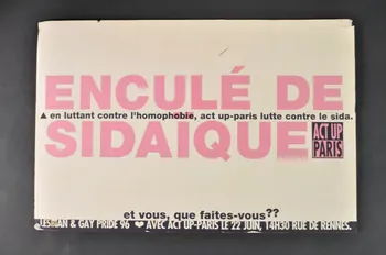 Act Up-Paris pancarte "En luttant contre l'homophobie Act Up lutte contre le sida" France 1996/6 2004.211.31  Photo Mucem