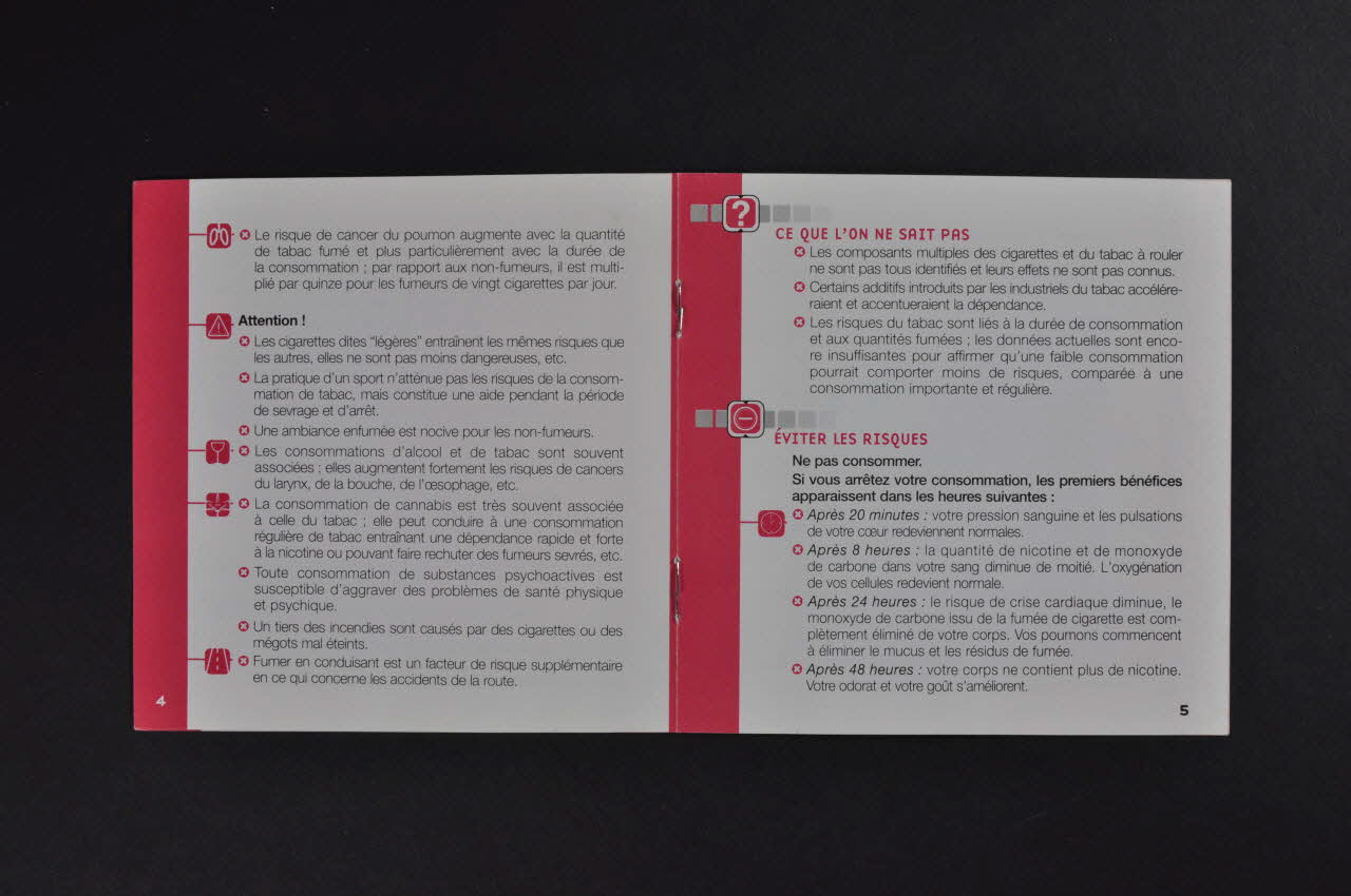 CFES / MILDT BROCHURE "Tabac. Savoir plus Risquer moins. " France 2001/6 2003.130.9 Photo Mucem