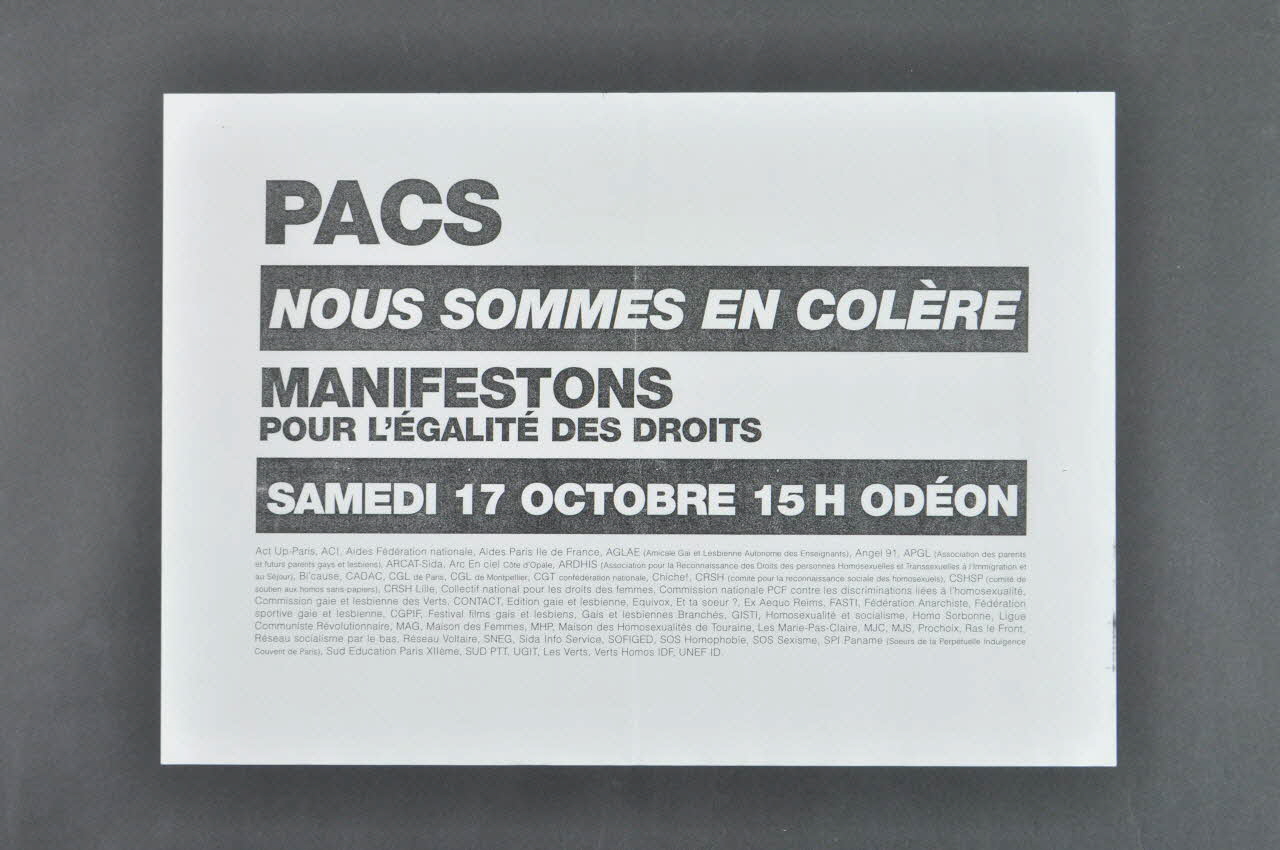 affiche "PACS. Nous sommes en colère..." 2004.212.14 Photo Mucem