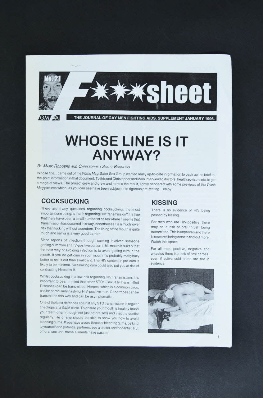 Gay Men Fighting Aids Journal associatif "Whose line is it anyway?" Grande Bretagne 1996/1 2003.131.14  Photo Mucem