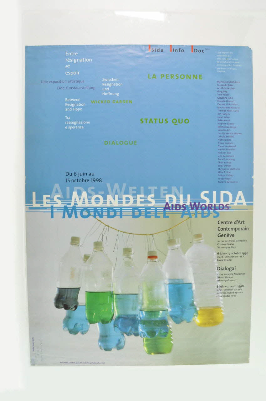 Dialogai, Sida Info Doc, Centre D'art Contemporain affiche Exposition : Les mondes du sida / Entre résignation et espoir Lorraine, France 1998 2004.212.3 Photo Mucem