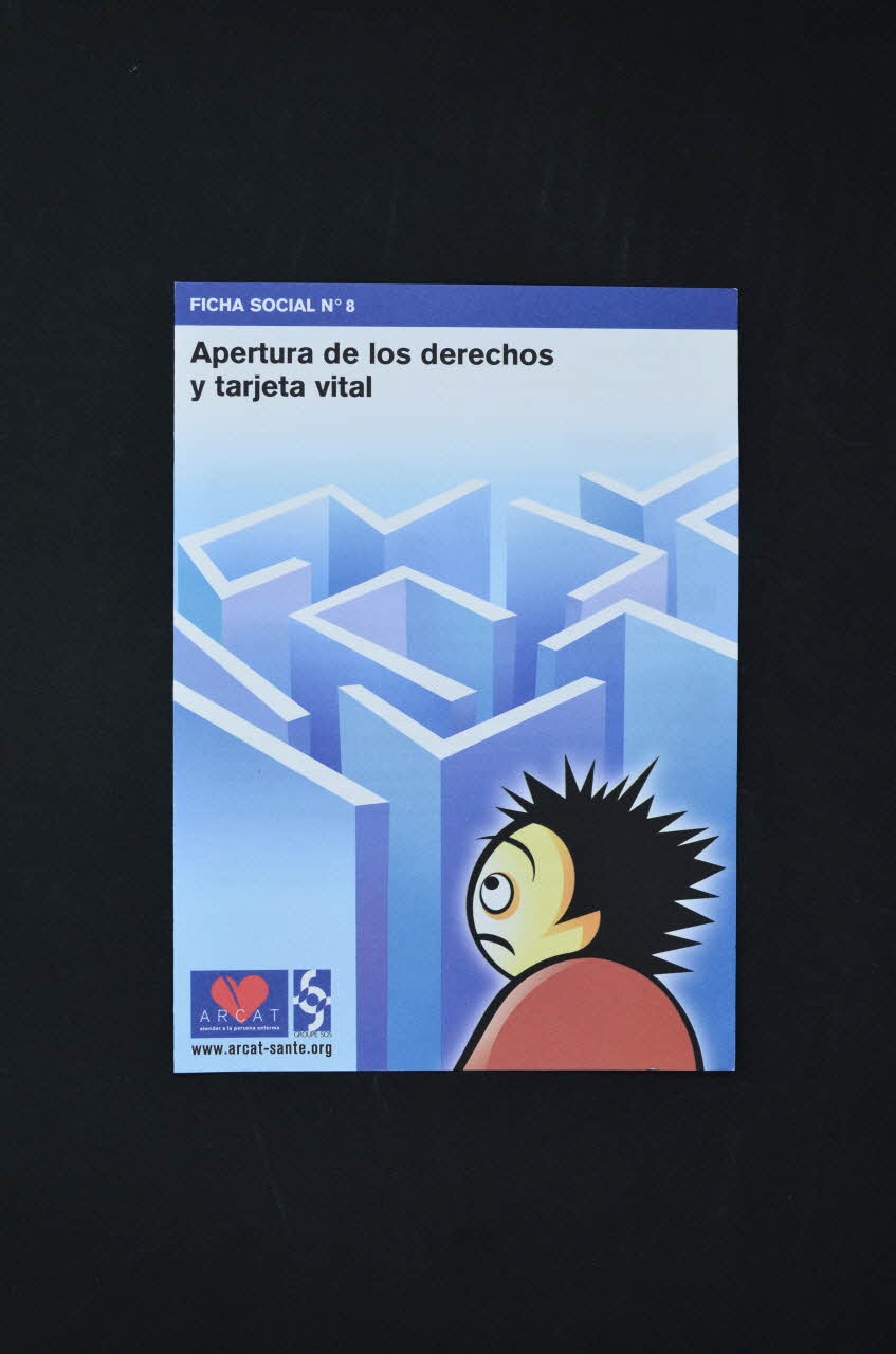 Association pour la Recherche, la Communication et les Actions pour l'Accès aux Traitements (ARCAT) Dépliant "Ficha social n°8 Apertura de los derechos y tarjeta vital" (Ouverture des droits et carte vitale) France 2003/12 2005.253.13 Photo Mucem