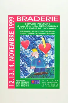 Association pour la Recherche, la Communication et les Actions pour l'Accès aux Traitements (ARCAT) affiche "12-13-14 novembre 1999. Braderie" France 1999/11 2005.253.19 Photo Mucem