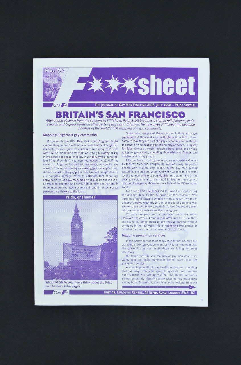 Gay Men Fighting Aids Journal associatif "Britain's San Francisco" (Les anglais de San Francisco) Grande Bretagne 1998/7 2003.131.30 Photo Mucem
