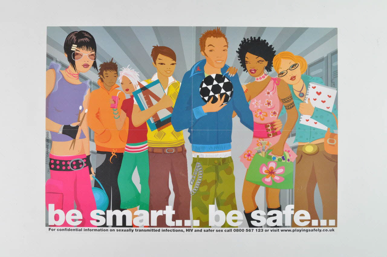 National Aids Trust (NAT) affiche "Be smart... be safe..." (Soyez chic, soyez safe) Grande Bretagne 2004 2004.213.26 Photo Mucem