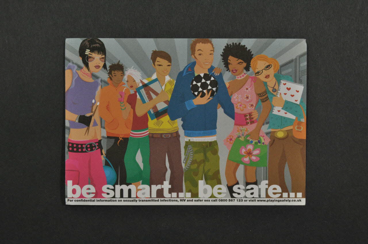 National Aids Trust (NAT) autocollant "Be smart... be safe" (Soyez chics. Soyez safe) Grande Bretagne 2004 2004.213.30 Photo Mucem