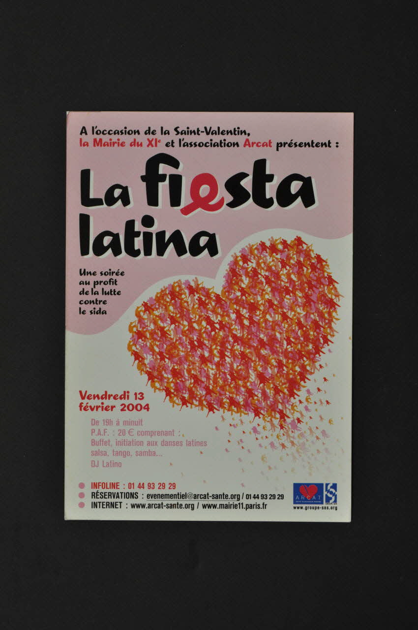 Arcat Sida, Mairie Du XI° carte postale "La Fiesta latina. Une soirée au profit de la lutte contre le sida" France 2004/2/13 2005.253.44 Photo Mucem