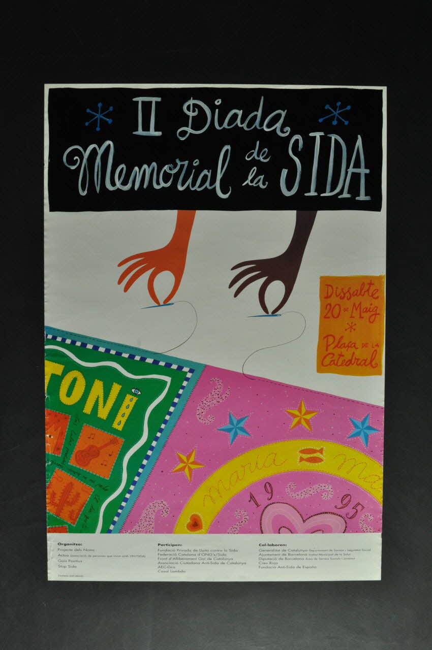 Projecte Dels Noms, Actua, Gais Positius, Stop affiche "II Diada memorial de la sida" (2ème journée mémorial du sida) Espagne 1995/5 2004.215.1 Photo Mucem