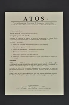 Hispanosida tract "ATOS. Asociacion para el trasplante de organos a seropositivos" (ATOS. Association pour la transplantation d'organes à des séropositifs) Espagne 2004 2004.215.13  Photo Mucem