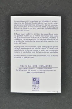 carte postale " El tapiz memorial internacional del sida. No todas las batallas se libran con la espada" (Le patchwork mémorial international du sida. Toutes les batailles ne se livrent pas avec l'épée) 2004.215.19 Photo Mucem