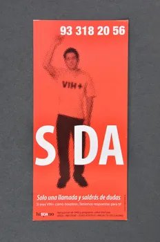 Dépliant "SIDA. Solo una llamada y saldras de dudas" (Sida. Un seul appel et tu n'auras plus de doutes) 2004.215.26  Photo Mucem