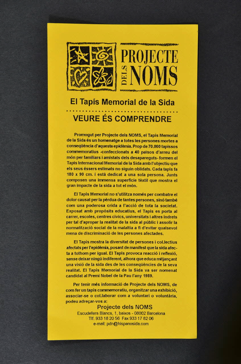 Dépliant "El Tapis Memorial de la Sida. 2004.215.29 Photo Mucem