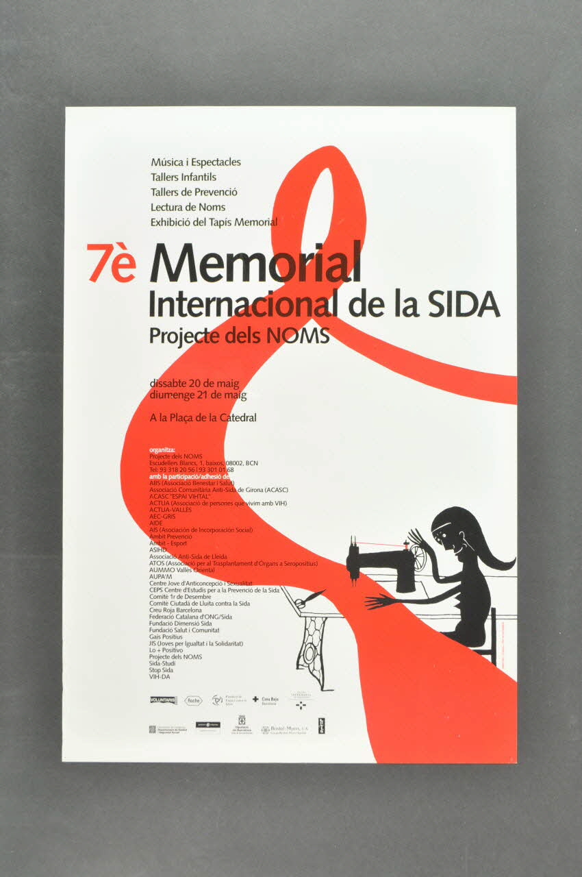Projecte Dels Noms affiche "7è   memorial internacional de la sida" (7ème journée mémoire internationale du sida) Espagne 2000/5 2004.215.41 Photo Mucem