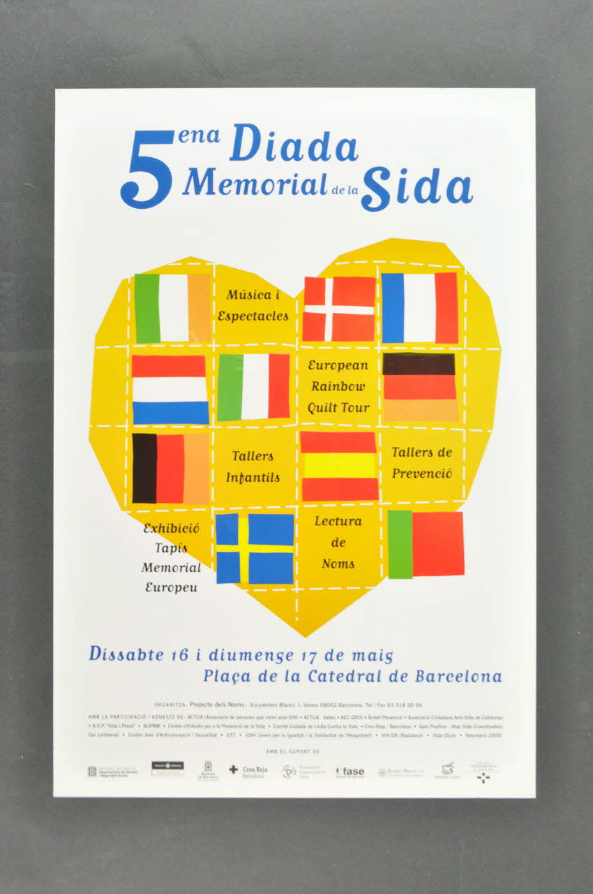 Projecte Dels Noms affiche "5ena diada  memorial de la sida" (5ème journée mémoire du sida) Espagne 1998/5 2004.215.6 Photo Mucem