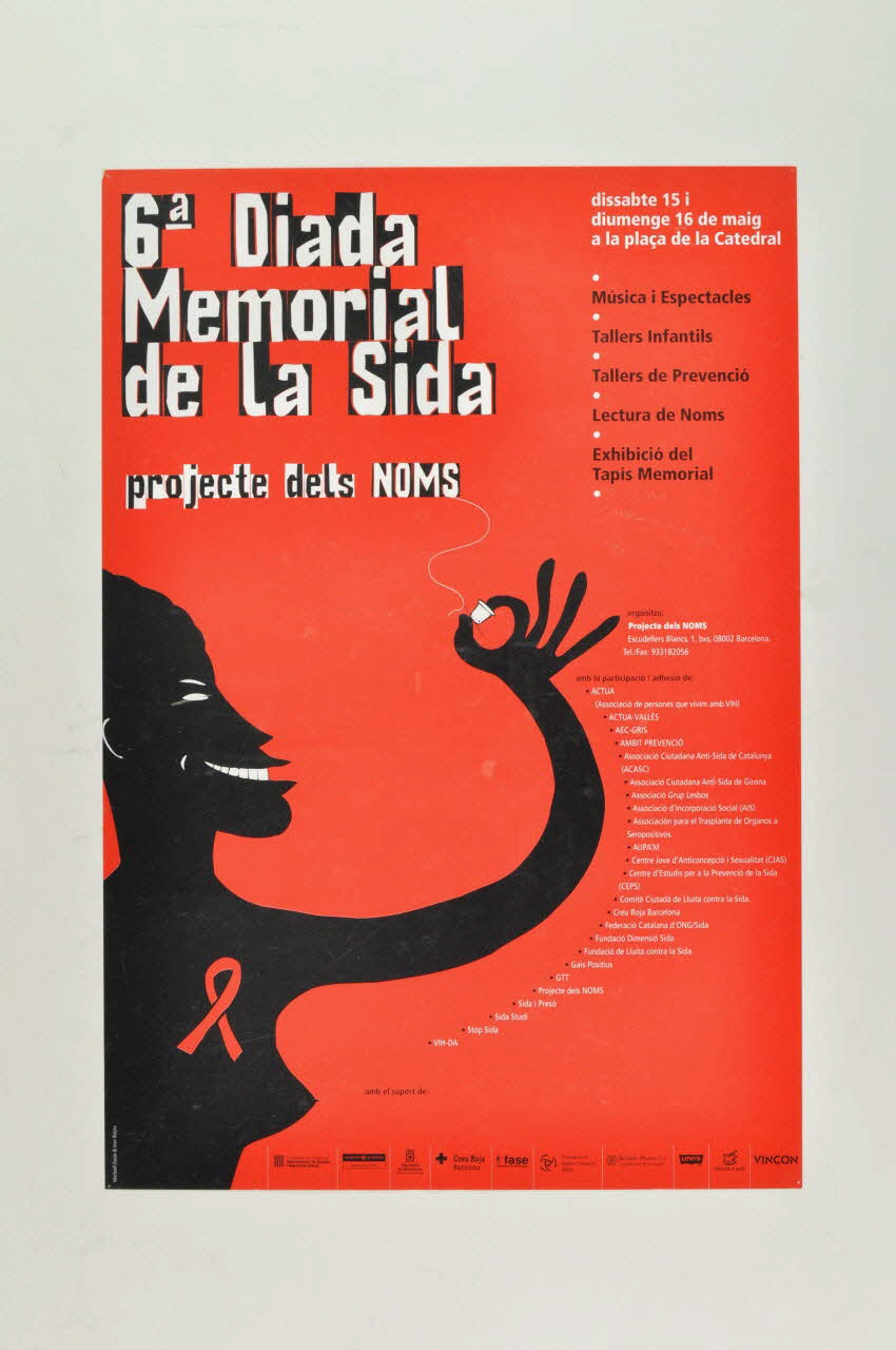 Projecte Dels Noms affiche "6a diada  memorial de la sida" (6ème journée mémoire du sida) Espagne 1999/5 2004.215.7 Photo Mucem