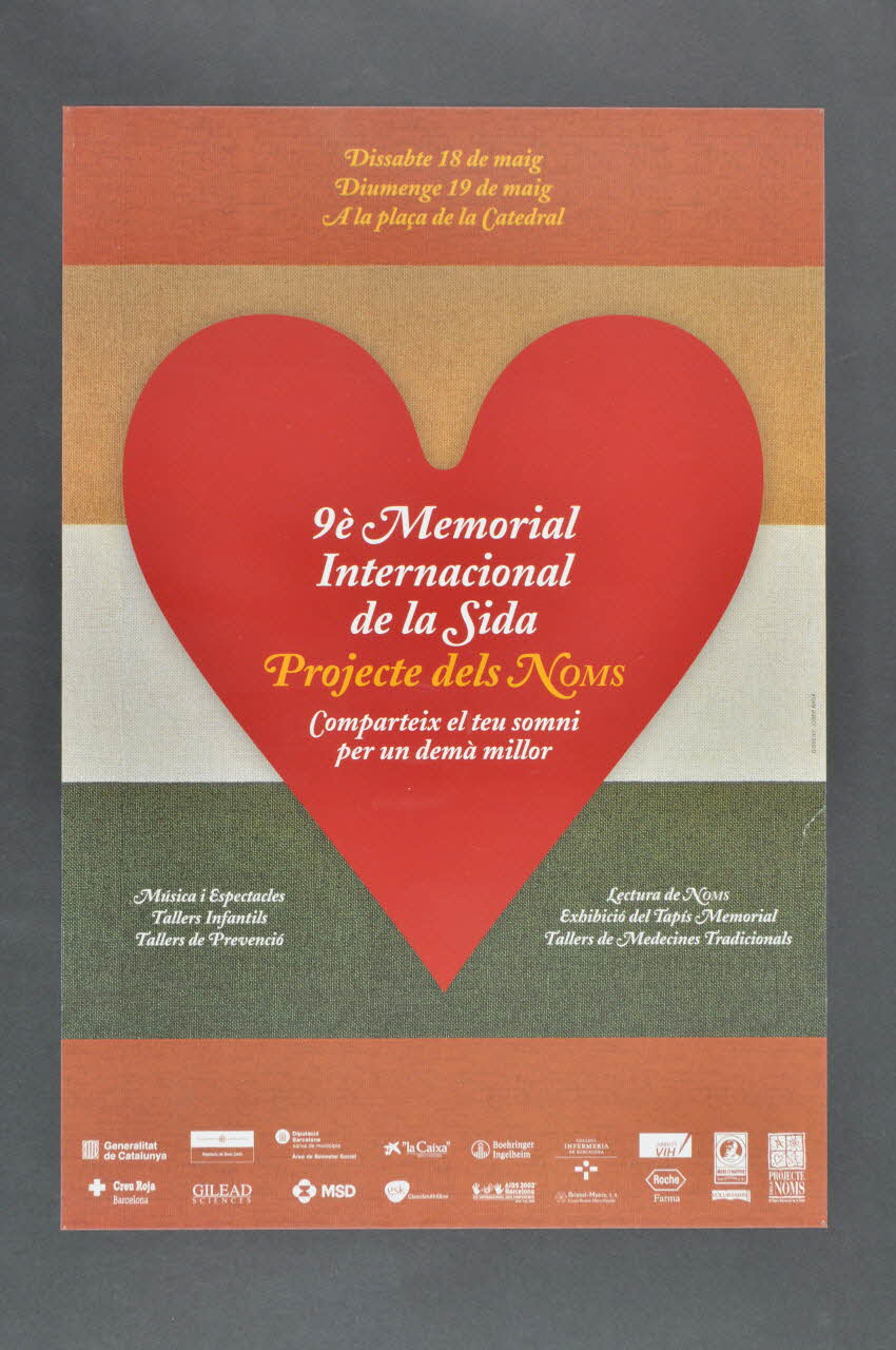 Projecte Dels Noms affiche "9è memorial international de la sida"  (9ème journée mémoire internationale du sida) Espagne 2002/5 2004.215.9 Photo Mucem