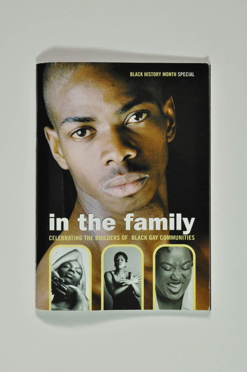 Gay Men Fighting Aids BROCHURE "In the family. Celebrating the builders of black gay communities" (Dans la famille. Célébration de la communauté gay noire) Grande Bretagne 2001/12 2003.131.73 Photo Mucem