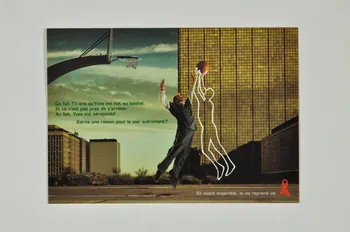 carte postale "Ca fait 11 ans qu'Yves me bat au basket...Au fait, Yves est séropositif..." 2004.216.17 Photo Mucem