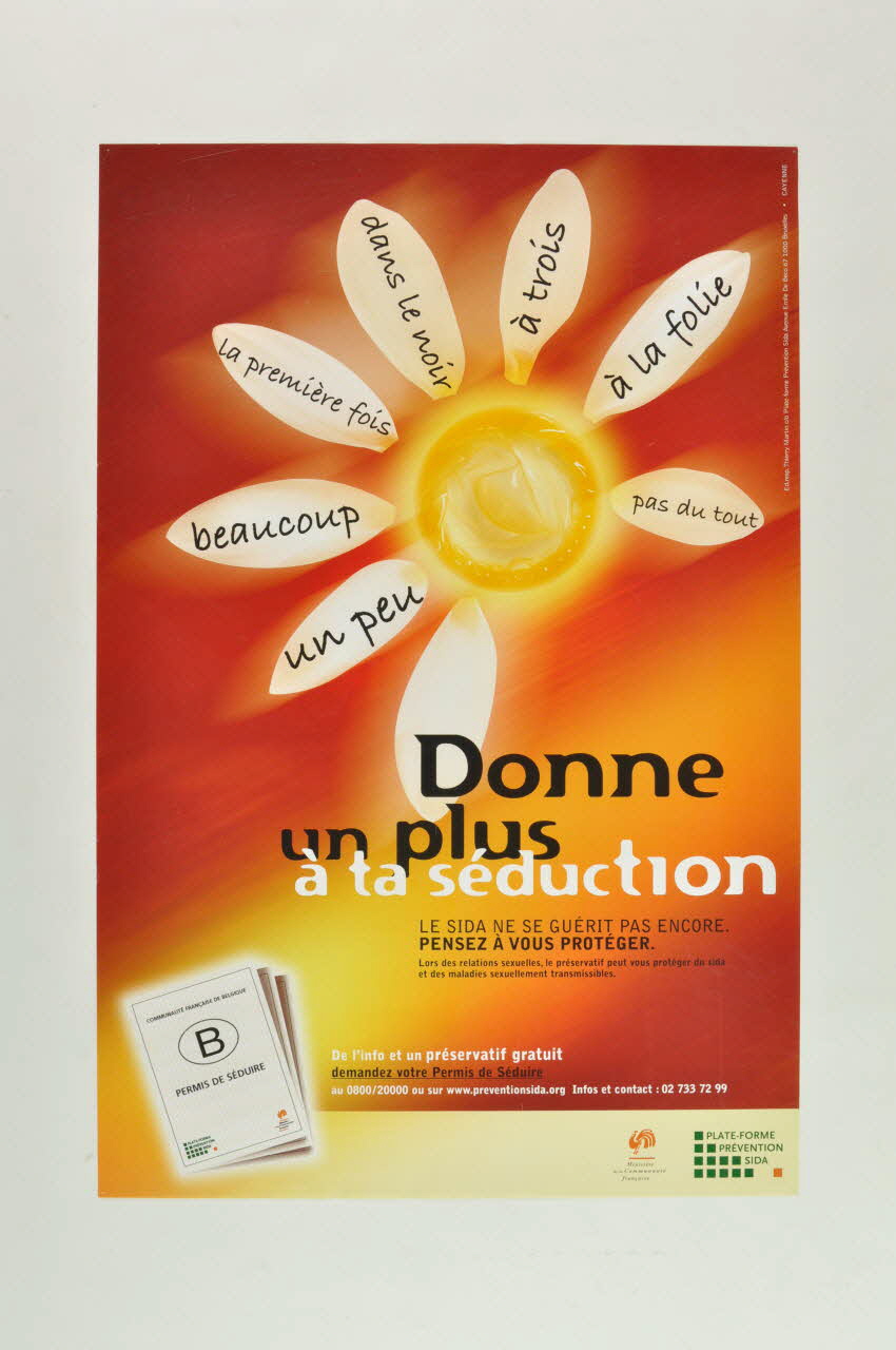 affiche "Donne un plus à ta séduction" / "Le sida ne se guérit pas encore. Pensez à vous protéger" 2004.216.7 Photo Mucem
