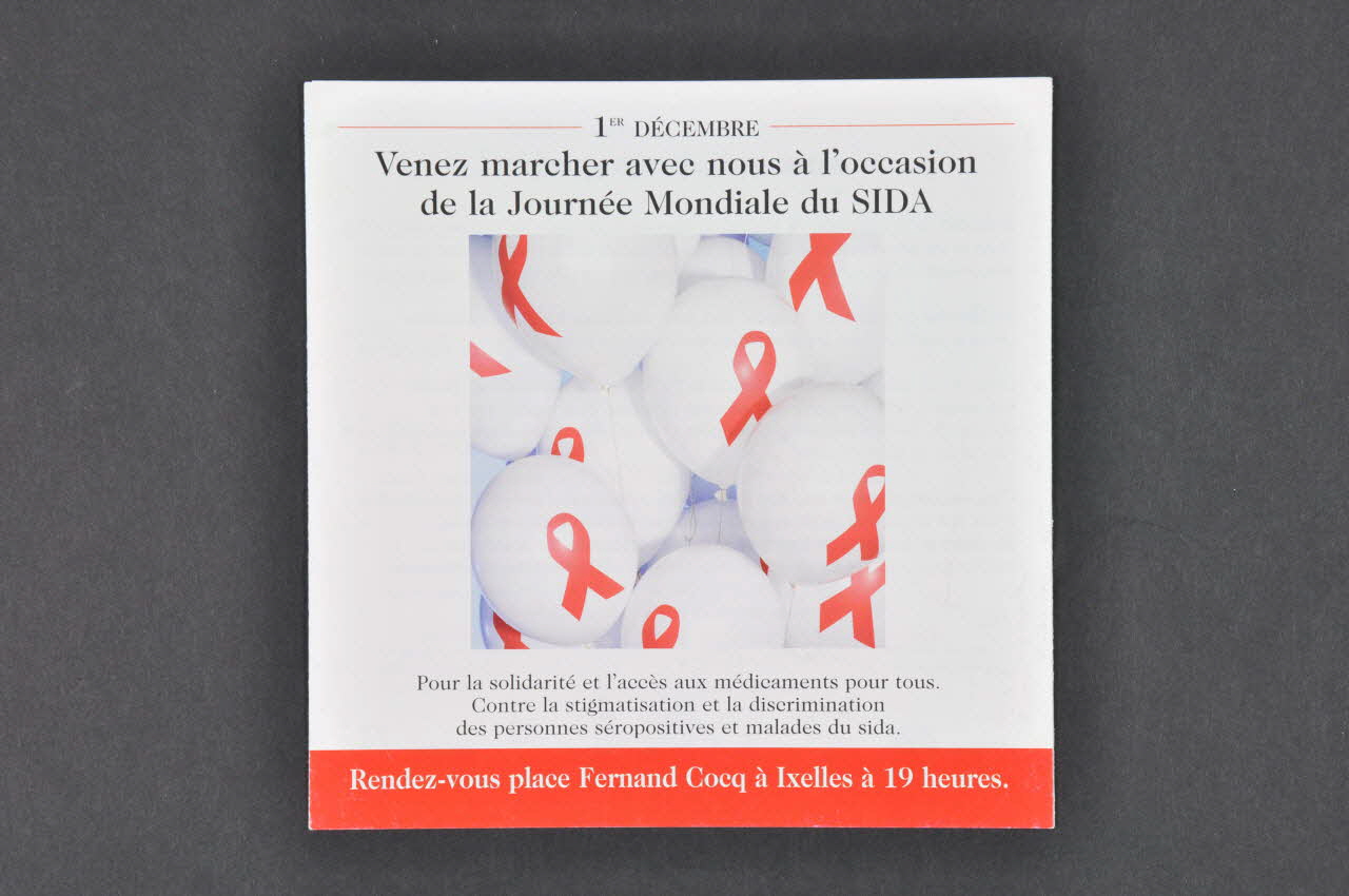 Ex Aequo Dépliant "1er décembre. venez marcher avec nous à l'occasion de la Journée Mondiale du Sida" Belgique 2003 2004.217.11 Photo Mucem