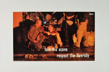 Gay Men Fighting Aids affichette "Love the scene / respect the diversity" (Aimez la scène. respectez la diversité) Grande Bretagne 1999/4 2003.131.85  Photo Mucem