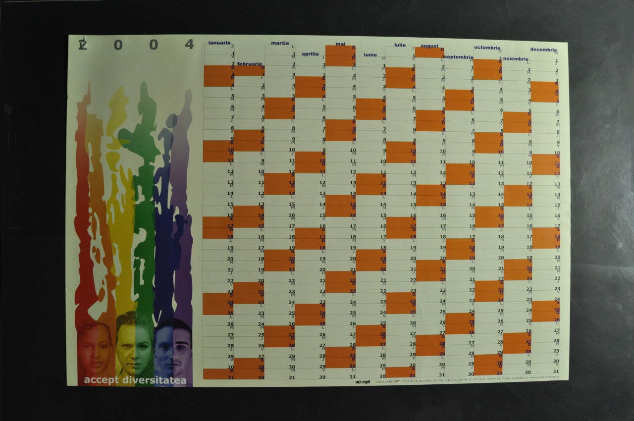 Accept calendrier " 2004. Accept diversitatea" (2004. Acceptez la diversité) Roumanie 2004 2004.218.15 Photo Mucem