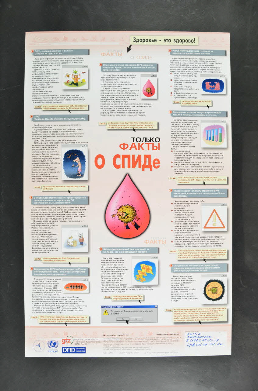 Humanitarian Project affiche Comment le VIH se transmet-il ? Russie 2004 2004.221.8 Photo Mucem