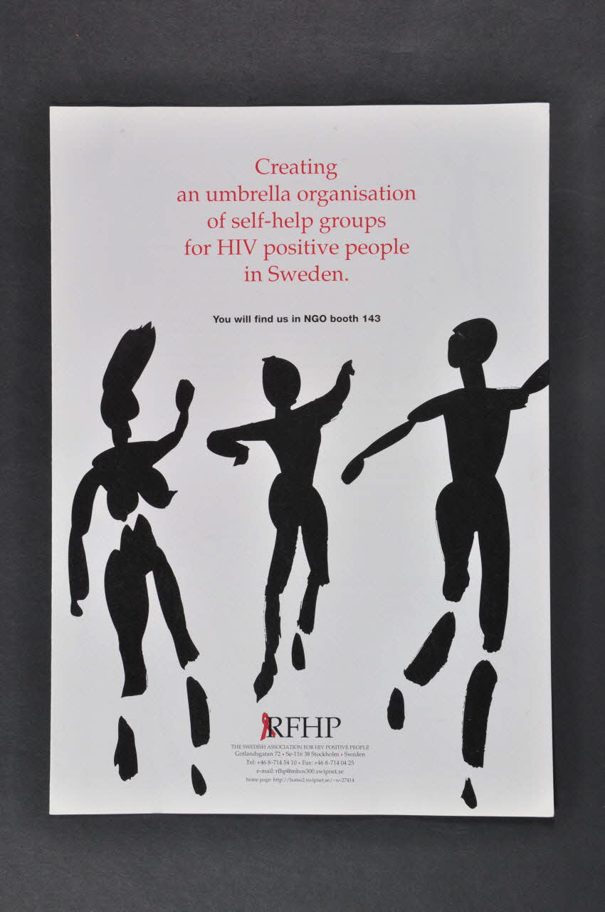 RiksföRbund FöR Hiv Positiva (Rfhp) Dépliant "Creating an umbrella organisation of self-help groups for HIV positive people in Sweden" (Création d'une organisation "parapluie" des groupes d'aide mutuelle des personnes séropositives en Suède) Suède 1998 2005.32.10 Photo Mucem