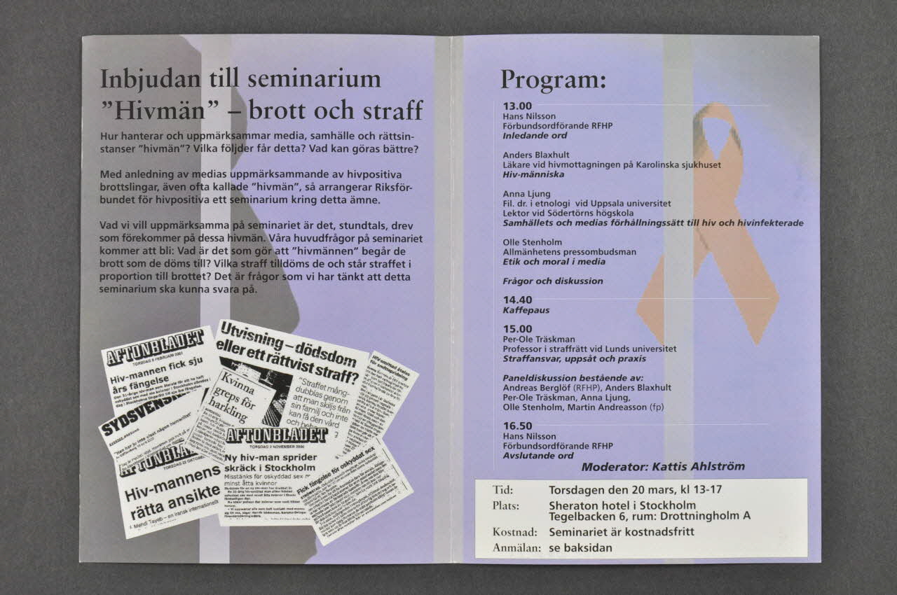 RiksföRbund FöR Hiv Positiva (Rfhp) Dépliant "HIVmän - brott och straff" Suède 2003/3 2005.32.23 Photo Mucem