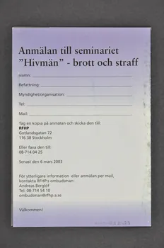 RiksföRbund FöR Hiv Positiva (Rfhp) Dépliant "HIVmän - brott och straff" Suède 2003/3 2005.32.23 Photo Mucem