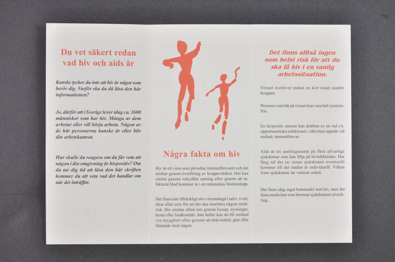 RiksföRbund FöR Hiv Positiva (Rfhp) Dépliant "Vet du om nagon pa din arbetsplats har hiv?" (traduire) Suède 2000 2005.32.24 Photo Mucem