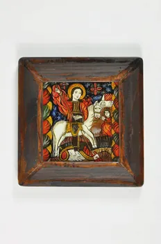 Mihaela Bercea peinture sous verre Saint George terrassant le dragon Transylvanie, Roumanie 2003 2003.168.1 Photo Mucem