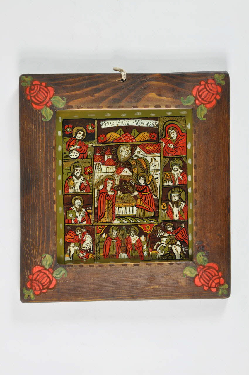 Mihaela Bercea peinture sous verre icône "Praznicar" Transylvanie, Roumanie 2003 2003.168.2 Photo Mucem