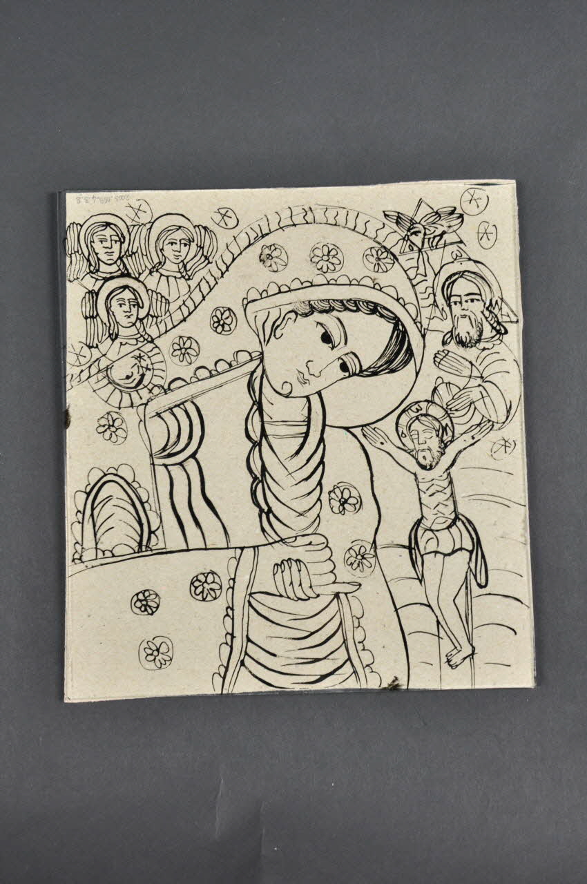 peinture sous verre La Vierge de douleur Transylvanie, Roumanie 2003 2003.168.4.3.1-2 Photo Mucem